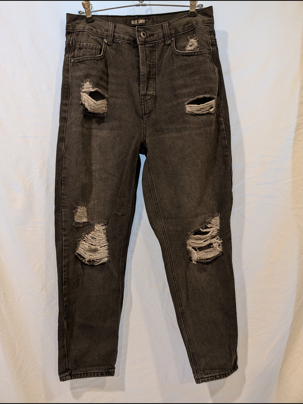 Blue Savvy Black Wash Jeans Distressed - 90s grunge Y2K